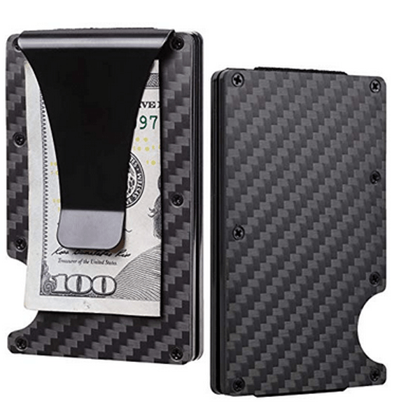 Carbon Fiber Money Clip Wallet Aluminum Credit Card Wallet Rfid Mens Minimalist Slim Credit Card Holder 2019 Upgraded Version - 